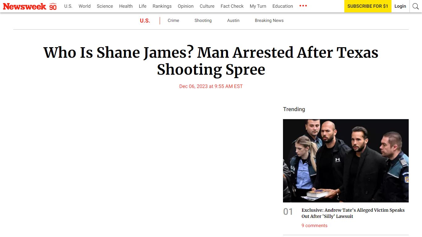 Who Is Shane James? Man Arrested After Texas Shooting Spree - Newsweek